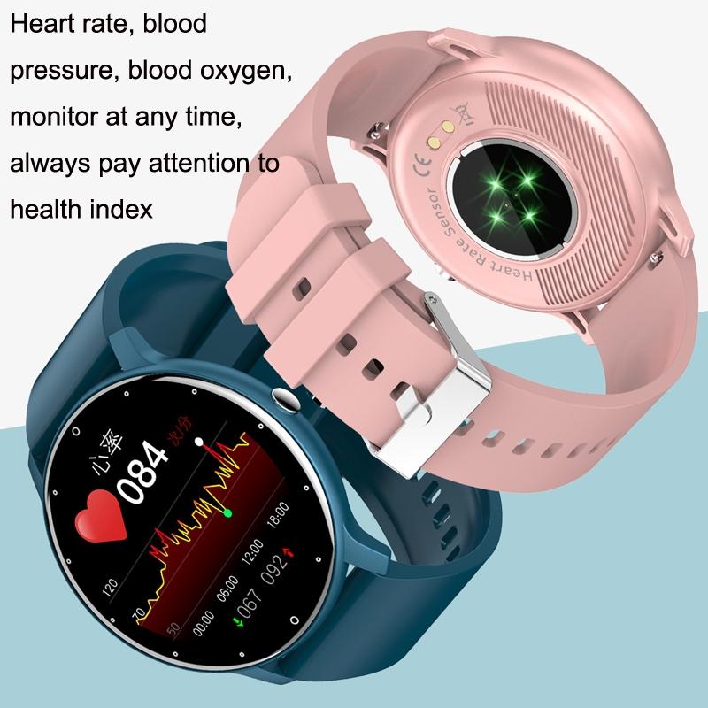 Smart Heart Rate Blood Pressure Oxygen Monitoring Sports Pedometer Wireless Bluetooth Watch - Blue
