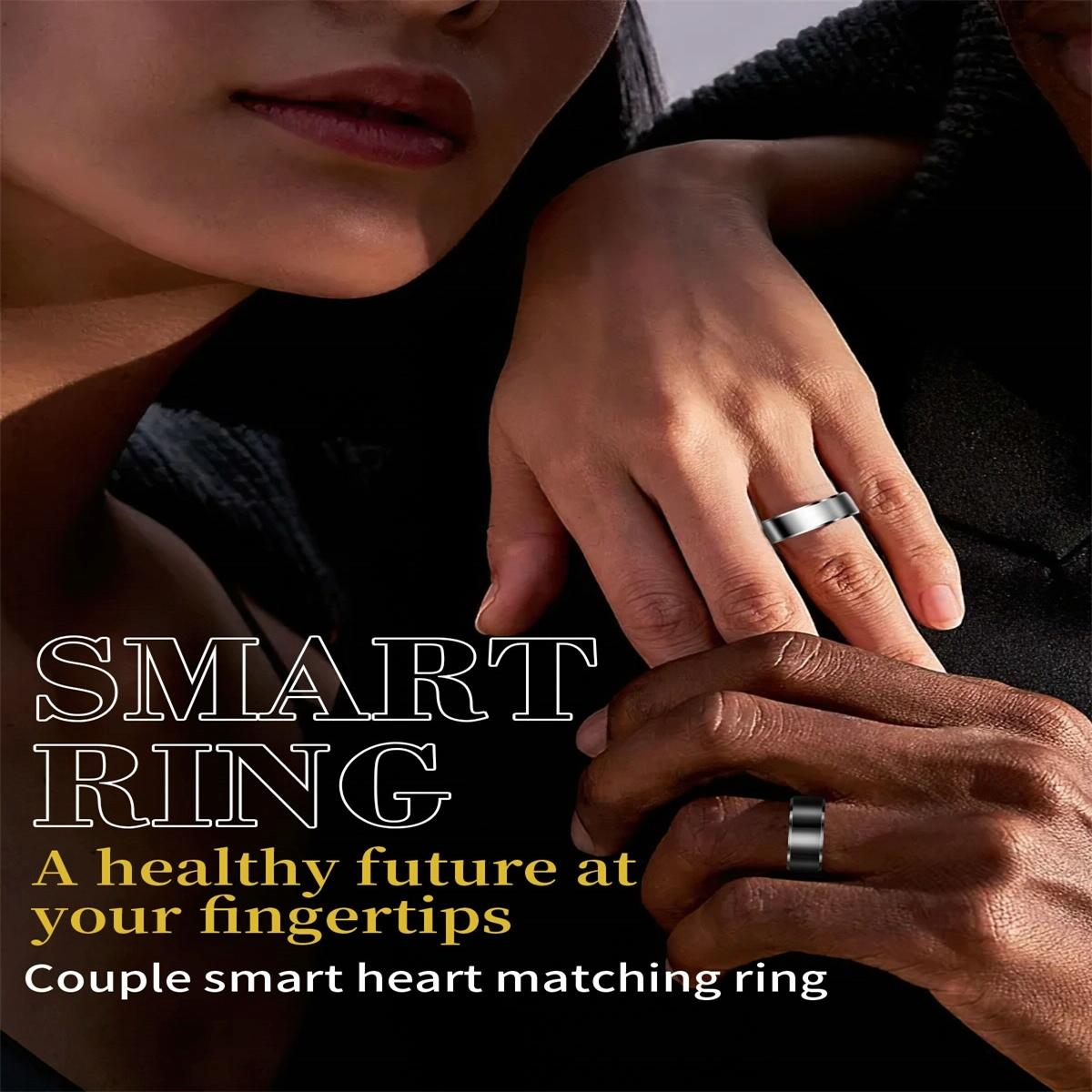 Smart Ring With Heart Rate Blood Oxygen And Sleep Monitoring - Size 10 - Black