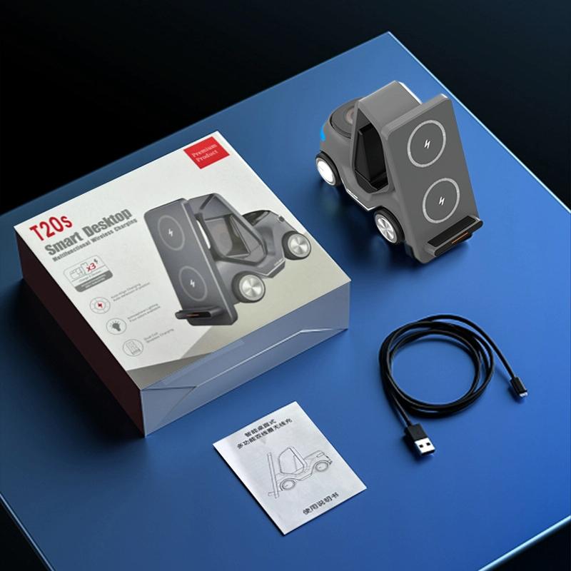 15W 3 In 1 Forklift Wireless Charger With Led Light - Gray