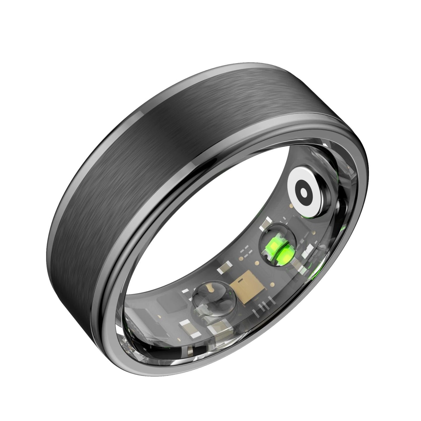 Smart Ring With Heart Rate Blood Oxygen Sleep & Sports Modes - Size 7 - Black
