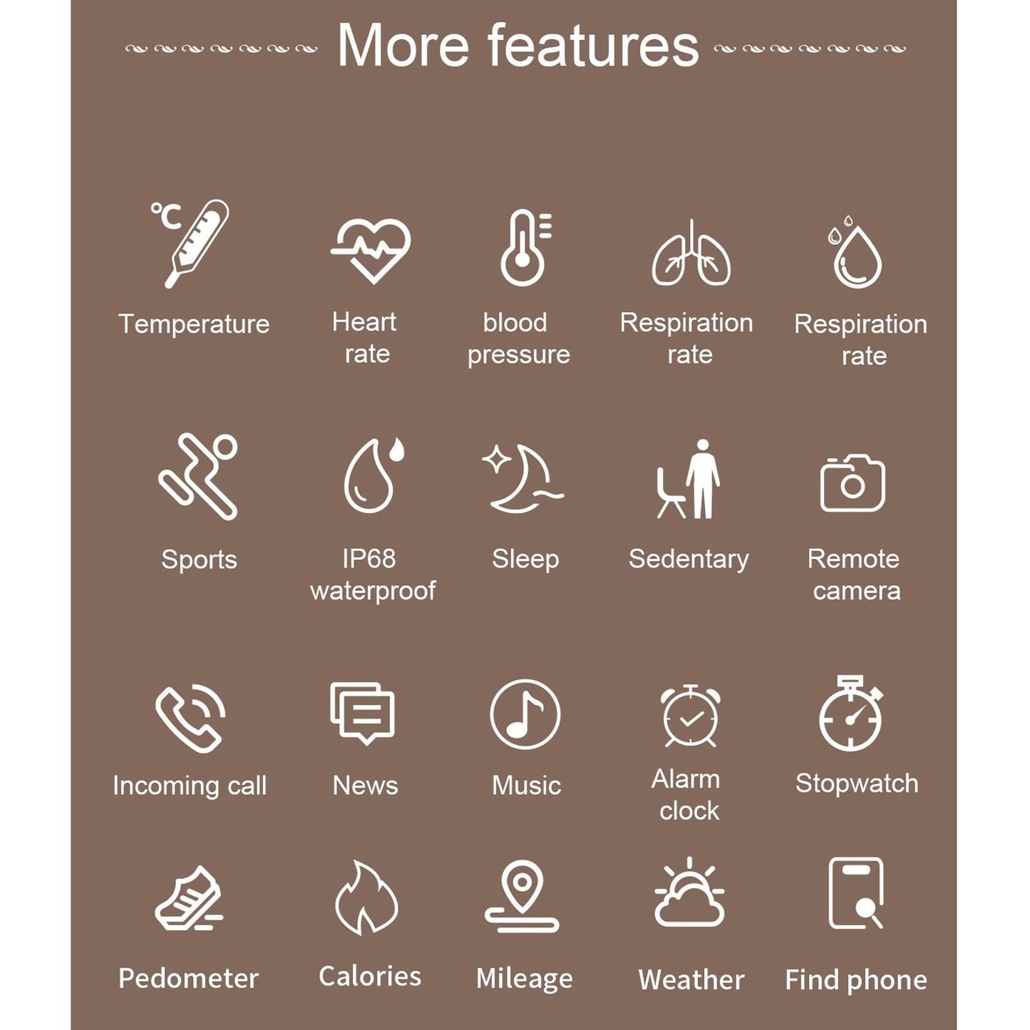 1.3 Inch Tft Colour Screen Ip68 Waterproof Women Smart Watch Support Body Temperature Monitor / Blood Pressure Monitor / Menstrual Cycle Reminder Black