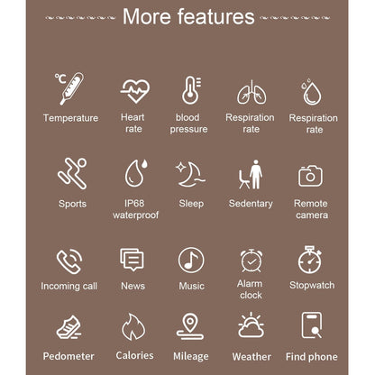 1.3 Inch Tft Colour Screen Ip68 Waterproof Women Smart Watch Support Body Temperature Monitor / Blood Pressure Monitor / Menstrual Cycle Reminder Black