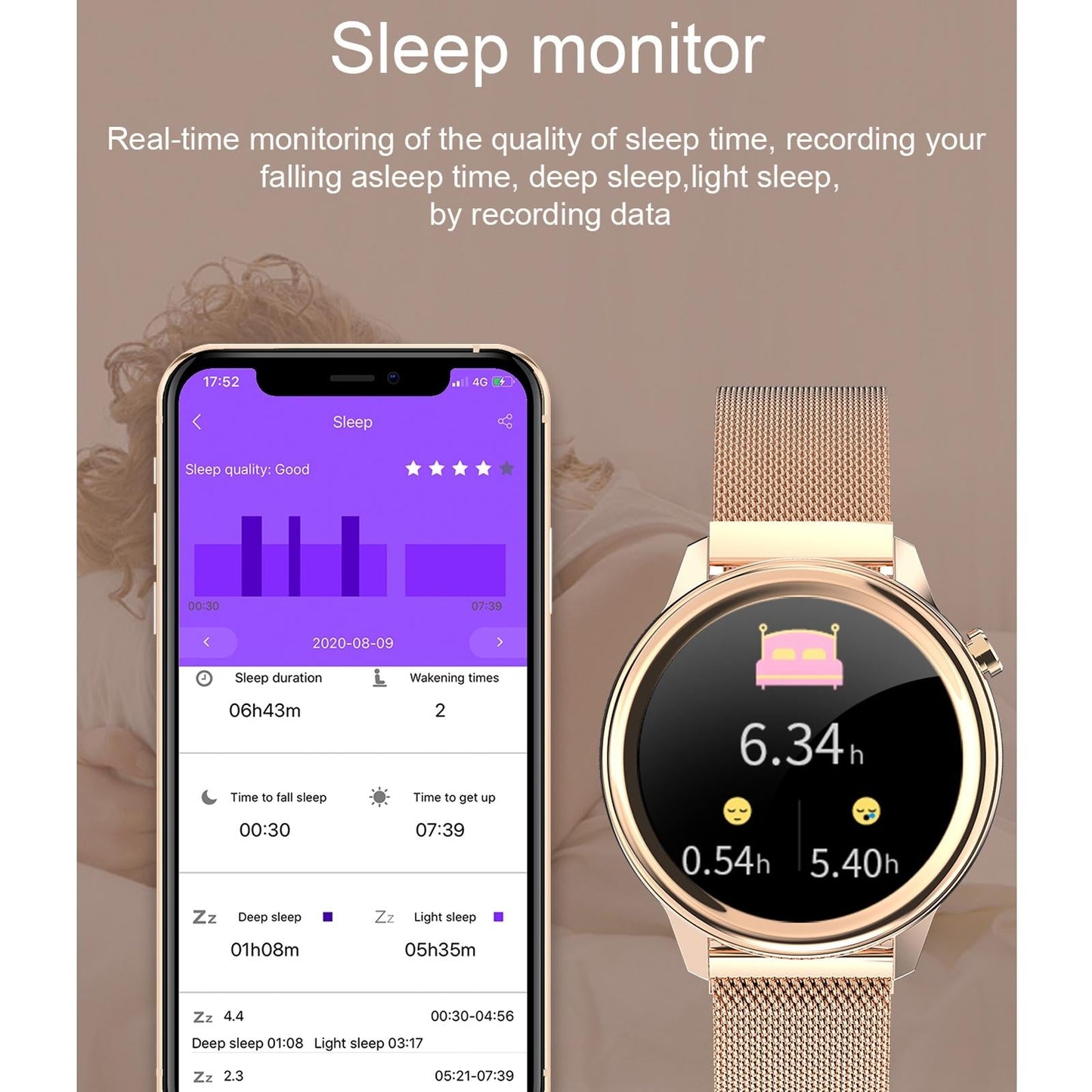 1.3 Inch Tft Colour Screen Ip68 Waterproof Women Smart Watch Support Body Temperature Monitor / Blood Pressure Monitor / Menstrual Cycle Reminder Black