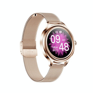 1.09 Inch Hd Colour Screen Bluetooth 5.0 Ip68 Waterproof Smart Watch Sleep & Heart Rate Monitor Blood Oxygen Tracking Steel Strap - Rose Gold