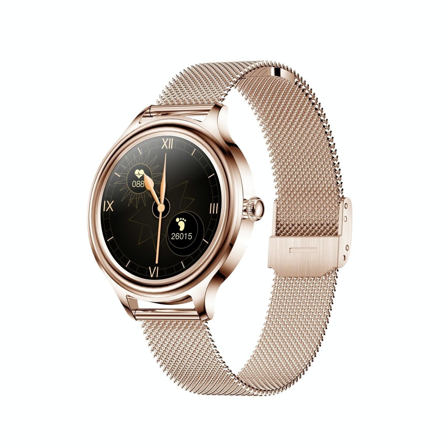 1.09 Inch Hd Colour Screen Bluetooth 5.0 Ip68 Waterproof Smart Watch Sleep & Heart Rate Monitor Blood Oxygen Tracking Steel Strap - Rose Gold