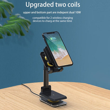 Portable 2 In 1 Wireless Charging Stand Single Charge - Black