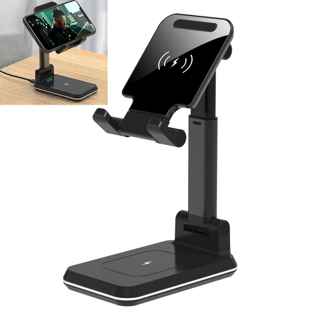 Portable 2 In 1 Wireless Charging Stand Double Charge - Black