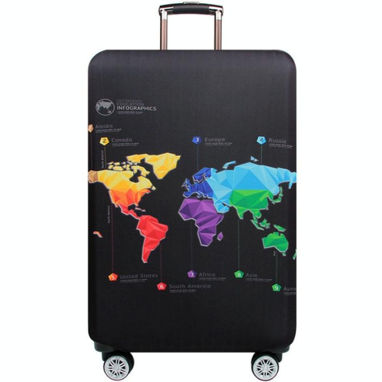 Protective Elastic Suitcase Cover - Fits 26-28 Inch Luggage - Dustproof & Scratch-proof - World Map