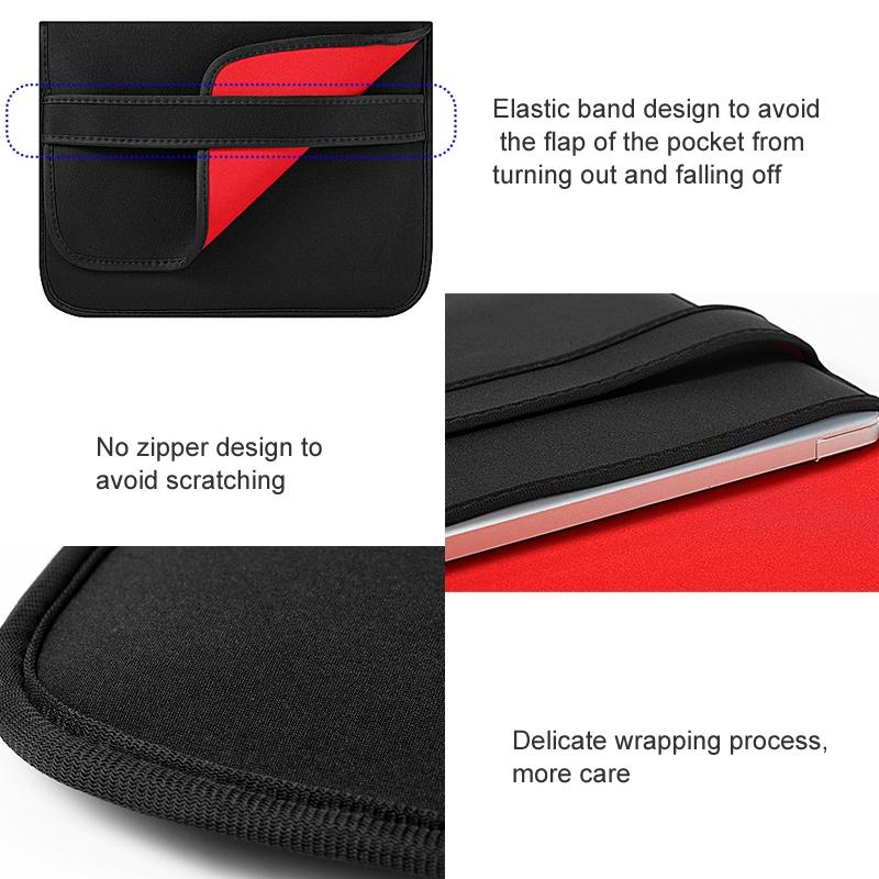 Horizontal Flap Clutch Bag with Neoprene Laptop Lining - Black - 14 Inch