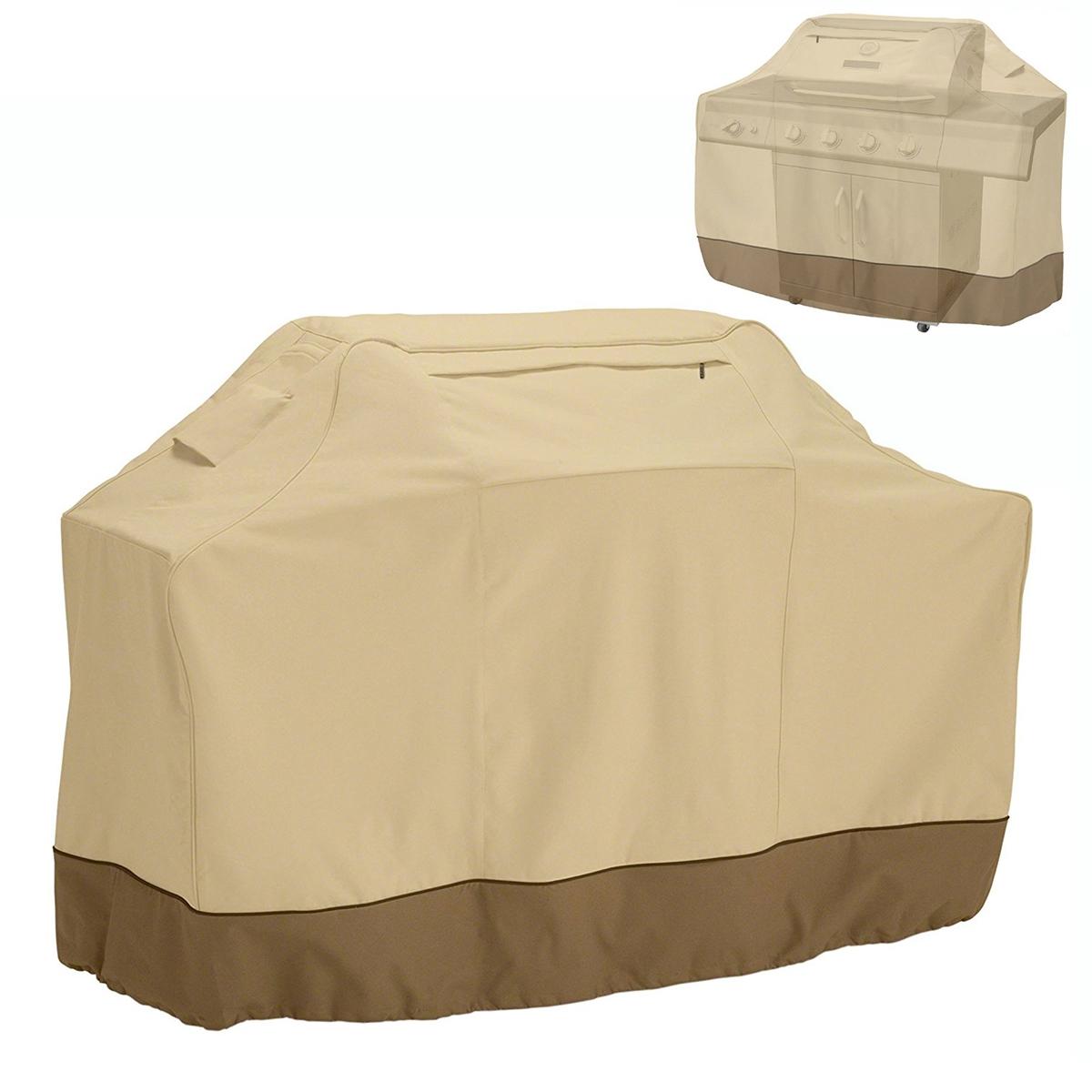 Waterproof Bbq Cover with Sundry Bag - Oxford Cloth 163x61x122cm Beige