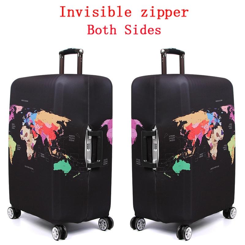 Xl Travel Luggage Cover - Dustproof Scratch-proof Elastic Sleeve - Fits 29-32 Inch Suitcases - World Map