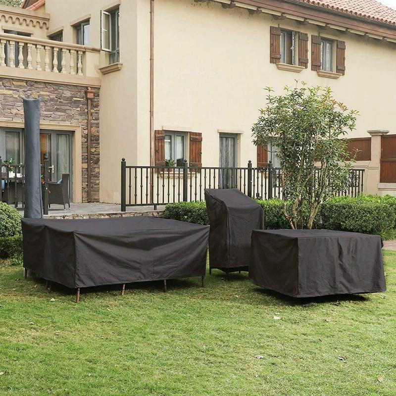 Waterproof Outdoor Furniture Cover - Protects Table and Chairs from Dust and Uv Rays - 123x61x72cm - Black