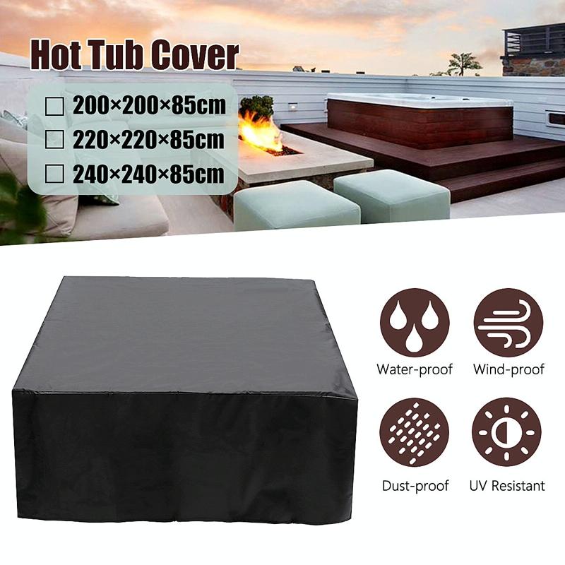 244x244x90cm Waterproof & Dustproof Cover for Bathtub Swimming Pool Table & Chair - Protects from Falling Leaves - Black