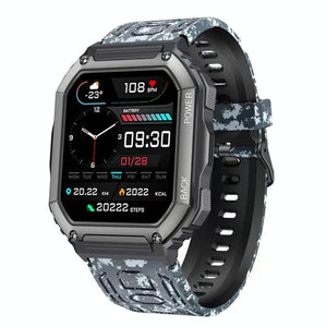 Waterproof Pedometer Sport Smart Watch Support Heart Rate / Blood Pressure Monitoring / Bt Calling - Camouflage Black