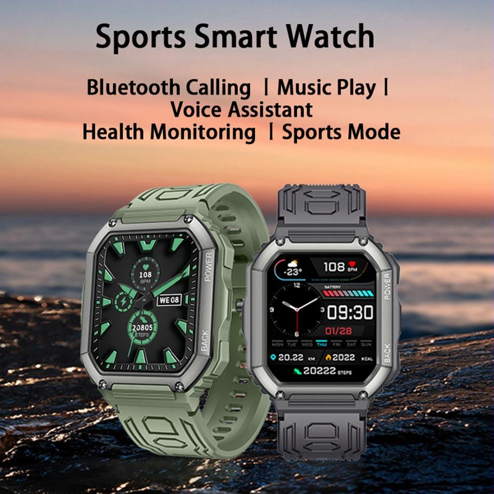 Waterproof Pedometer Sport Smart Watch Support Heart Rate / Blood Pressure Monitoring / Bt Calling - Camouflage Black