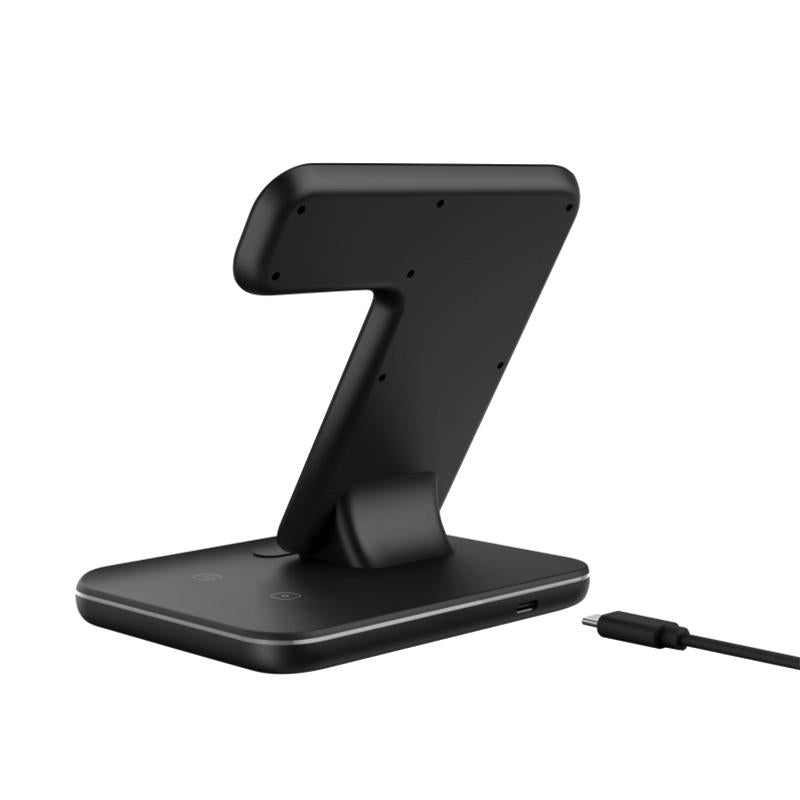 3 In 1 Magnetic Wireless Charger With Touch Ring Light - Black