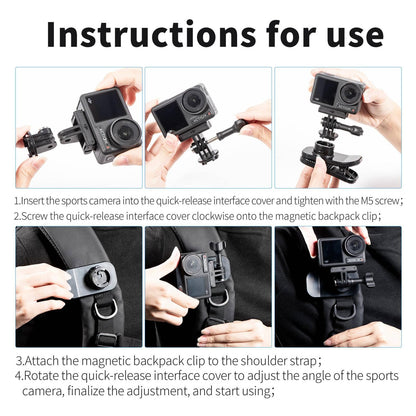360 Degree Rotating Magnetic Backpack Clip Mount