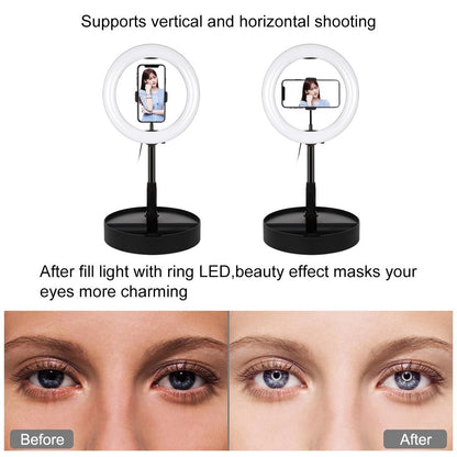 10.2 Dual-colour Led Ring Light with Usb Bluetooth Remote and Phone Holder - Black