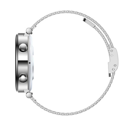 Women Smart Watch With Bt Call Health Tracking And Sos - Compact And Stylish - Silver White Leather