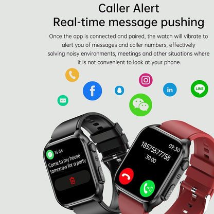 1.96 Inch Ip67 Waterproof Silicone Band Smart Watch Supports Ecg / Remote Families Care / Bluetooth Call / Body Temperature Monitoring - Black