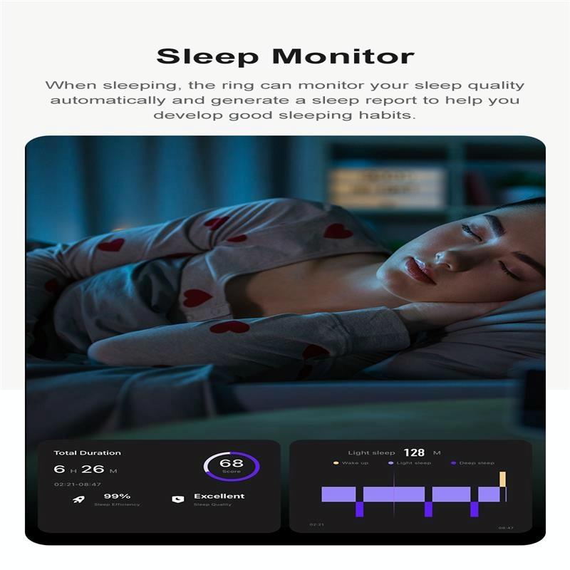 Smart Ring With Heart Rate Blood Oxygen Sleep Monitoring & Sports Modes - Size 13 - Gold