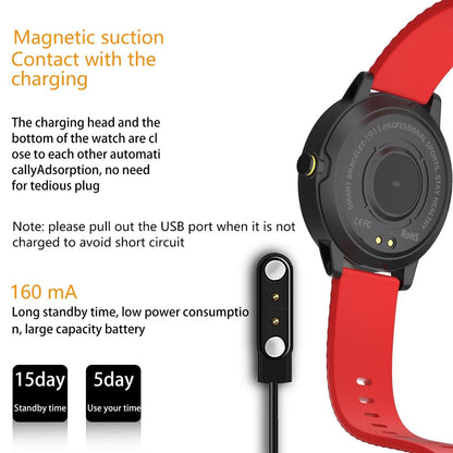 1.3 Inch Tft Screen Ip67 Waterproof Smart Watch Bracelet Support Sleep Monitor / Heart Rate Monitor / Blood Pressure Monitoring - Black Red