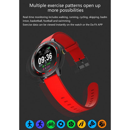 1.3 Inch Tft Screen Ip67 Waterproof Smart Watch Bracelet Support Sleep Monitor / Heart Rate Monitor / Blood Pressure Monitoring - Black Red
