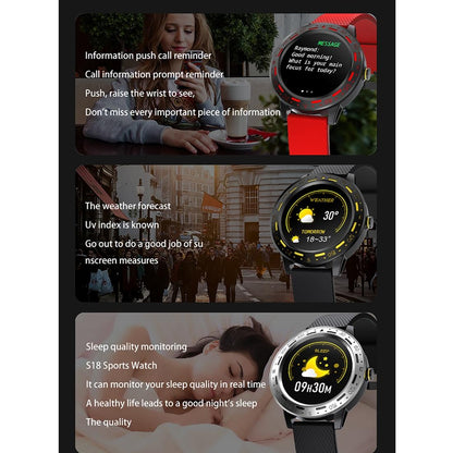 1.3 Inch Tft Screen Ip67 Waterproof Smart Watch Bracelet Support Sleep Monitor / Heart Rate Monitor / Blood Pressure Monitoring - Black Red