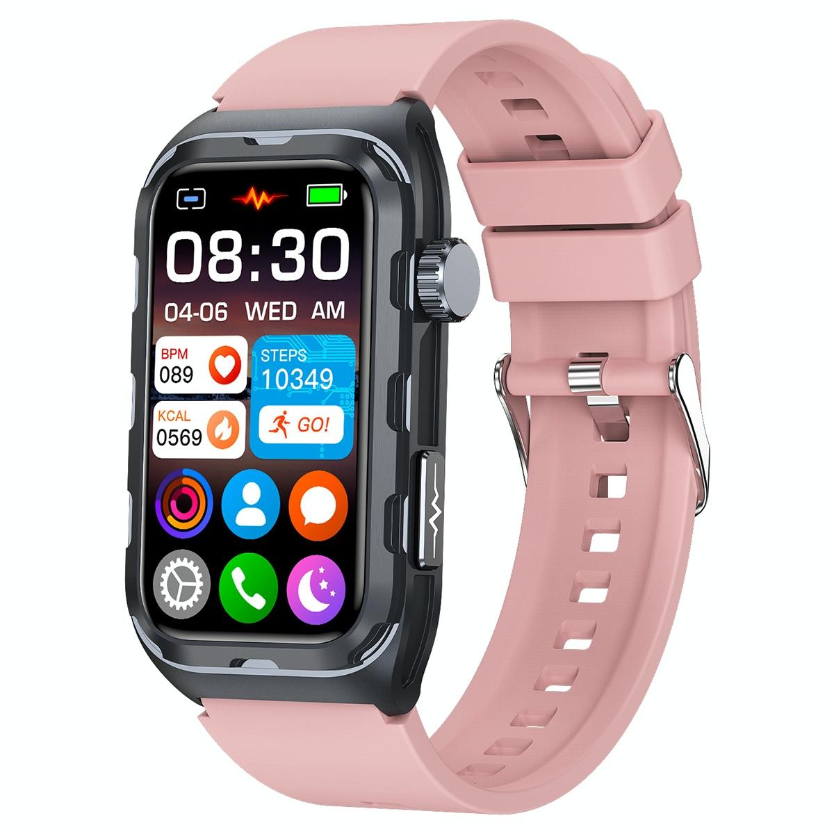 Waterproof Ecg Smart Watch For Health Monitoring - Ip68 - Pink