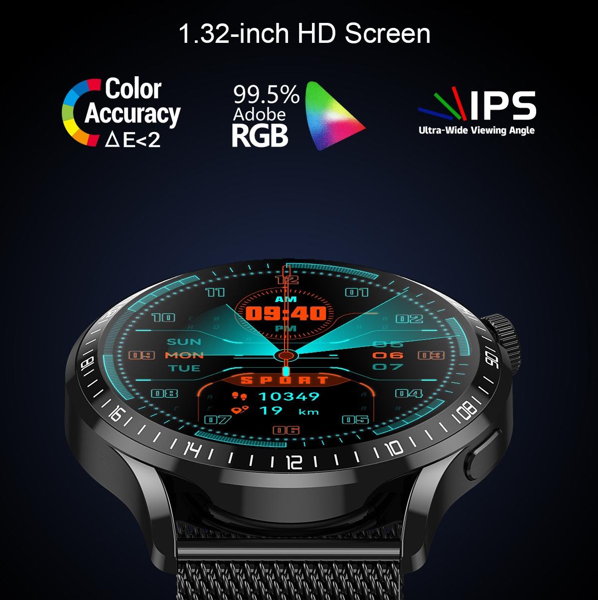 1.32 Inch Heart Rate Detection Smart Watch - Silver + Steel