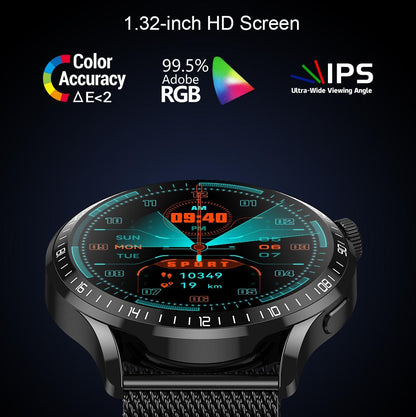 1.32 Inch Heart Rate Detection Smart Watch - Silver + Steel