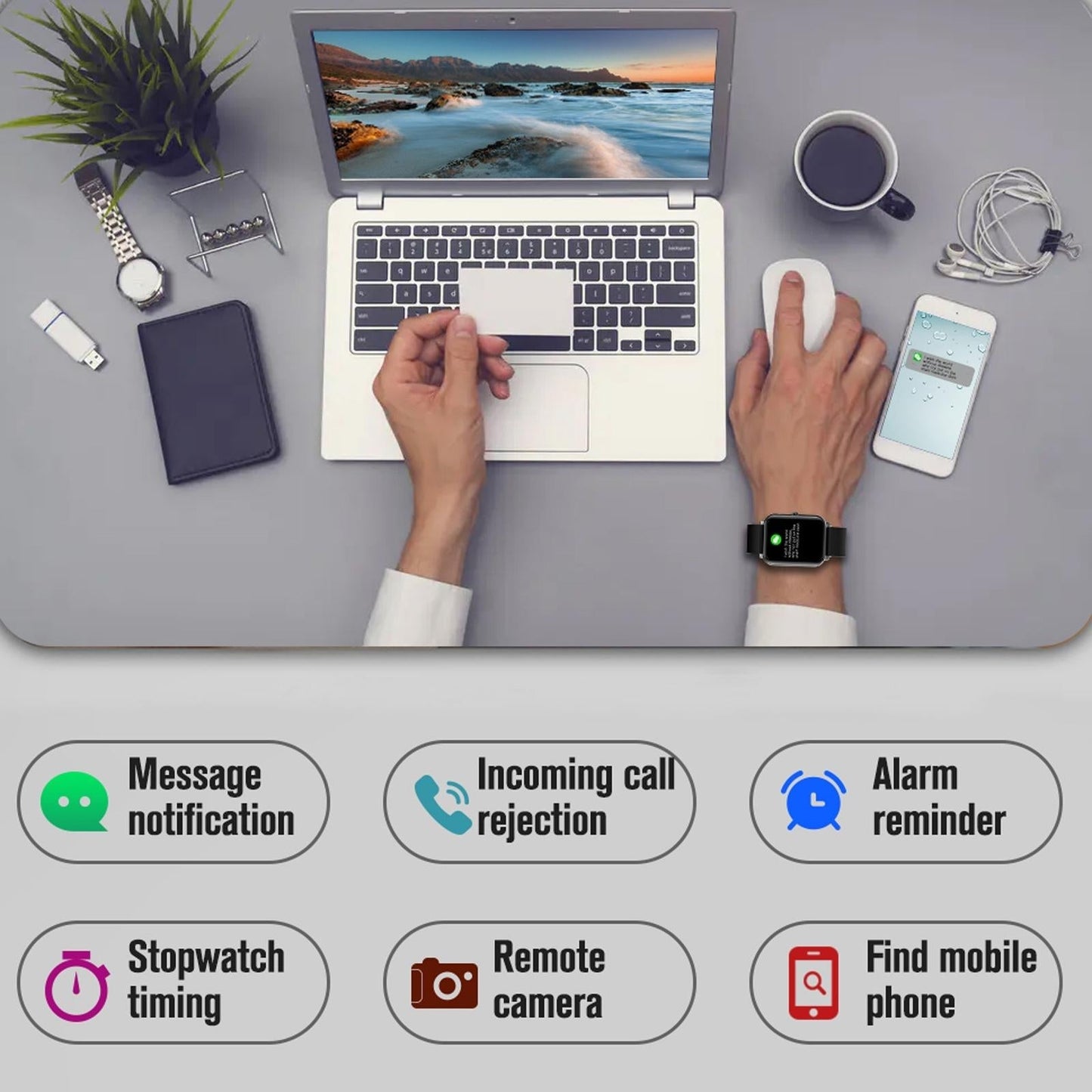 1.69 Inch Tft Screen Ip67 Waterproof Smart Watch Support Body Temperature Monitoring / Sleep Monitoring / Heart Rate Monitoring / Incoming Call Reminder - Blue