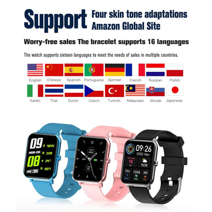 1.69 Inch Tft Screen Ip67 Waterproof Smart Watch Support Body Temperature Monitoring / Sleep Monitoring / Heart Rate Monitoring / Incoming Call Reminder - Blue