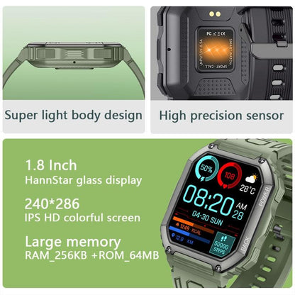 1.8 Inch Heart Rate Blood Pressure Monitoring Smart Calling Watch - Green