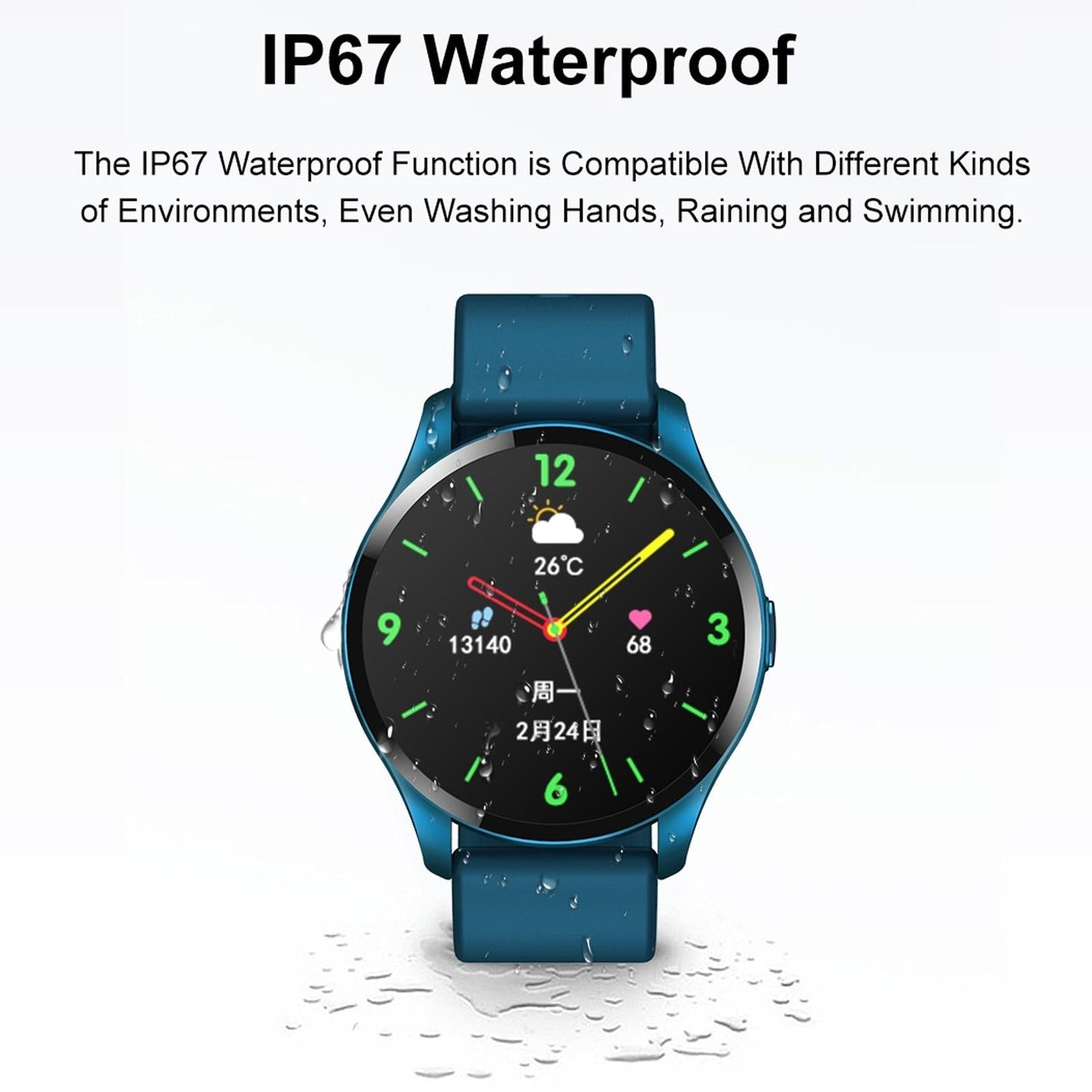 1.28 Inch Tft Colour Screen Ip67 Waterproof Smart Watch Support Body Temperature Monitoring / Sleep Monitoring / Heart Rate Monitoring - Grey