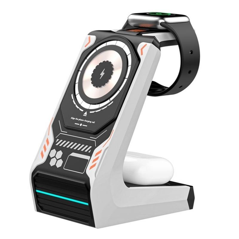 3 In 1 Wireless Charger For Mobile Phone And Earphones - Black