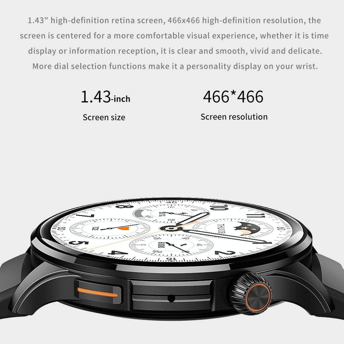 1.43 Inch Bt5.1 Smart Sport Watch With Health Monitoring - Black