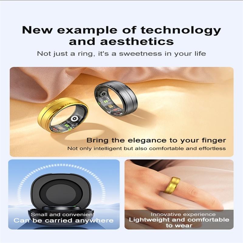 Smart Ring With Heart Rate Blood Oxygen & Sleep Monitoring - Size 11 - Gold