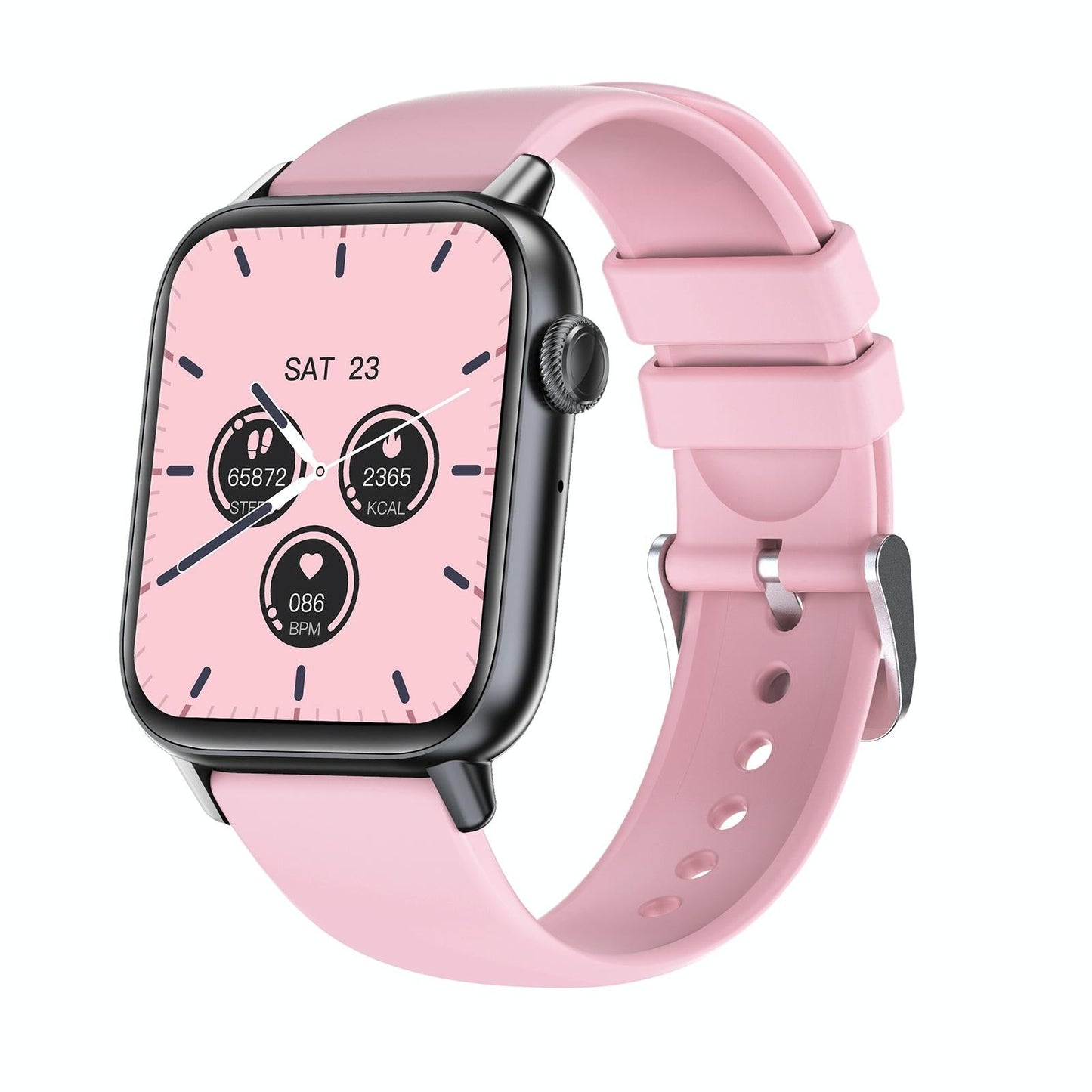 1.83 Inch Bt5.2 Smart Sport Watch Support Sleep / Heart Rate / Blood Oxygen / Temperature / Blood Pressure Health Monitor - Black + Pink