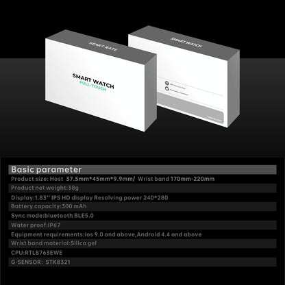 1.83 Inch Bt5.2 Smart Sport Watch Support Sleep / Heart Rate / Blood Oxygen / Temperature / Blood Pressure Health Monitor - Black + Pink