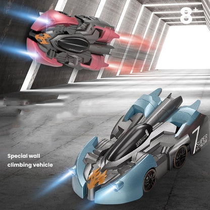 Electric Remote Control Wall Climbing Car for Kids - Mini Toy - Red Flame Handle Rc Edition