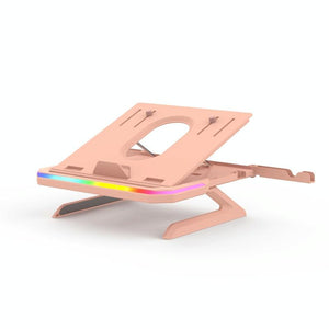 Adjustable Laptop Stand with 9 Levels of Lighting - Pink