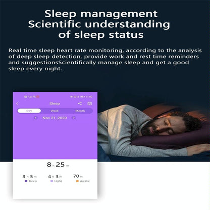 Waterproof Smart Watch With Heart / Bp / Oxygen / Sleep Monitoring - Ip68 - Silver