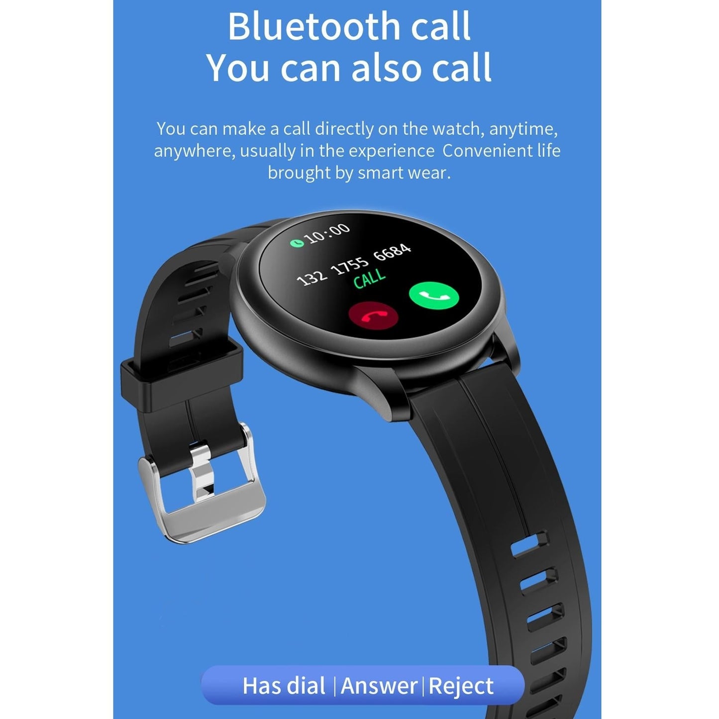 1.3 Inch Ips Colour Screen Ip67 Waterproof Smart Watch Support Sleep Monitor / Heart Rate Monitor / Blood Pressure Monitor - Blue