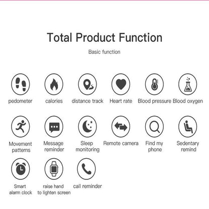 Smart Watch With Call Reminder And Health Monitoring - Waterproof - Black