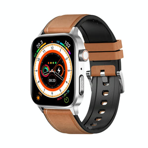 1.85 Inch Tft Screen Leather Band Health Smart Watch Support Bluetooth Call / Plateau Blood Oxygen / Body Temperature / Arrhythmia / Ti Heart Rate Monitoring - Brown