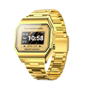 Waterproof Steel Smart Watch With Colour Screen - Gold