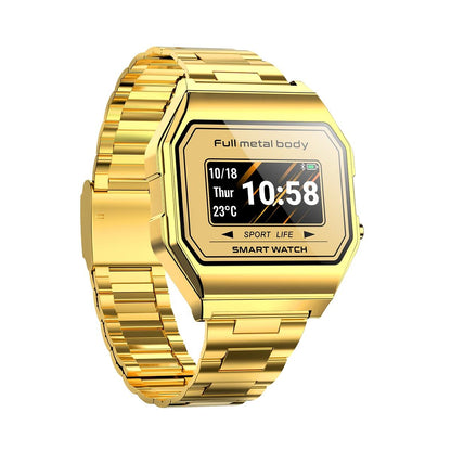 Waterproof Steel Smart Watch With Colour Screen - Gold