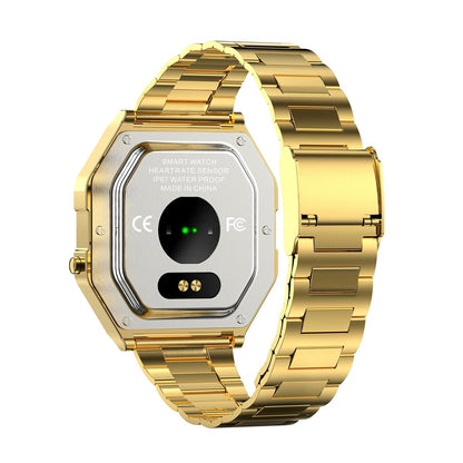 Waterproof Steel Smart Watch With Colour Screen - Gold