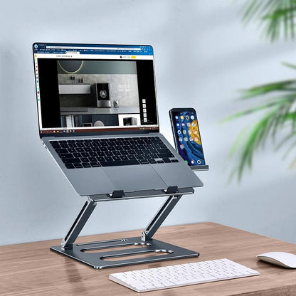 Adjustable Metal Notebook Stand - Gray Desktop Support